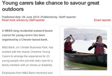 Outward Bound UK - Cheshire Young Carers sponsored by M&S Bank